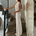 thumbnail image 6 of Women's One Shoulder Dress, Elegant Evening Dress with Adjustable Sash and Backless Slit Design, Casual Long Party Dress for Women, 6 of 6