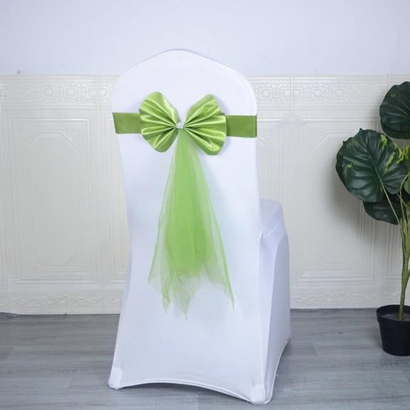 Chair Sashes Stretch Bow Knot Elastic Chair Bows With Organza Ribbon For Wedding Banquet Birthday Hotel Party Decoration Supplies