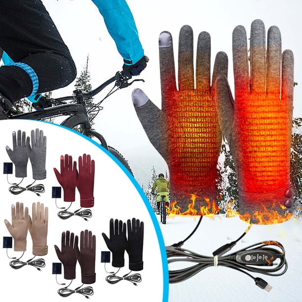 Guantes calefactables sin dedos Guantes recargables USB – Calentador de manos portátil para invierno para hombres, mujer, material suave y transpirable, ajuste ajustable, uso interior y exterior