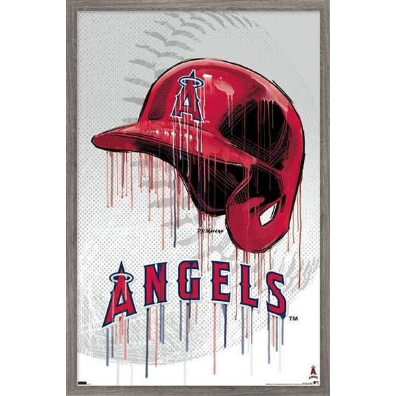 MLB Los Angeles Angels - Drip Helmet 22 Wall Poster, 22.375" x 34" Framed