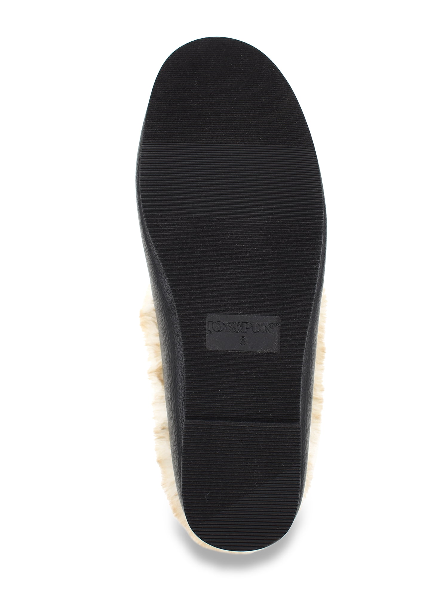 Joyspun Women's Loafer Mule Slippers with Faux Fur Lining