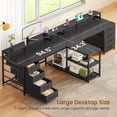 thumbnail image 7 of 94.5" Two Person Desk with 8 Drawers and Storage Shelves, Long Computer Desk with LED Lights for Home Office, 7 of 7