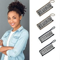 Siloon 4 Pieces Adjustable Banana Hair Clip Comb Clips for Women Stretch Ponytail Holder Accessory Double Combs Thick Curly Hair Grip Styling Maker Tool Clip Classic Clincher for Girls and Womens