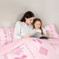 thumbnail image 5 of Feelyou Girly Pink Bowknot Full Size Comforter Sets, Retro Boho Damask Bedding Sets, 3pcs, 5 of 8