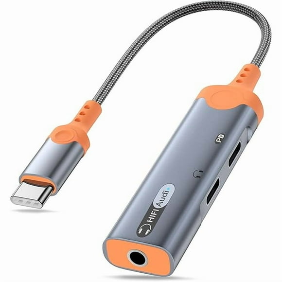 3 in 1 USB Type C to 3.5mm Headphone Charger Adapter, DAC Aux Jack Dongle Earphone Audio Adapter PD 60W Fast Charging for Apple iPhone 16 16e 15 Pro Max iPad Samsung Galaxy S25 S24 S23 Google Pixel