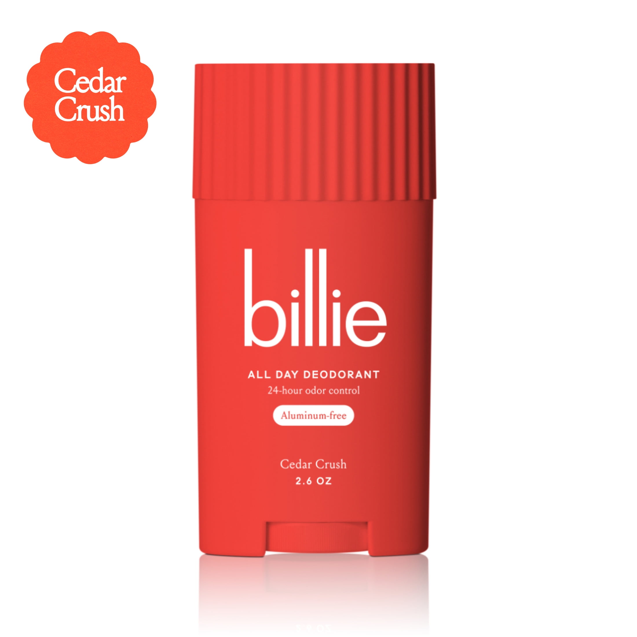 Billie All Day Womens Deodorant Stick, 2.6 oz, Cedar Crush Scent, 24 Hour Odor Control, Aluminum Free