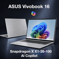 thumbnail image 4 of ASUS Vivobook 16 HIGH PERFORMANCE Laptop 16.0in IPS WUXGA Display (Qualcomm Snapdragon X X1-26-100, 16GB LPDDR5X, 1TB PCIe SSD, Qualcomm Adreno, Backlit KB, Win 11 Pro) w/Dockztorm Wireless Mouse, 4 of 7
