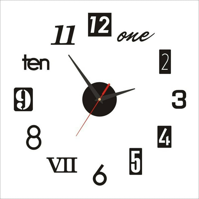 Reloj de pared moderno Yuarrent sin marco silencioso luminoso acrílico espejo 40cm Negro