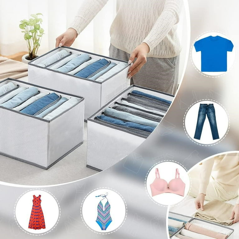 Wardrobe Clothes Organiser 9 Grids Folded Clothes Organizer Clothes Drawer Organisers Mesh Clothes Storage Boxes for Jeans Underwear Socks