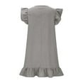 thumbnail image 5 of SYMOID Womens Solid V Neck Short Sleeve Mini Casual Summer Dress with Ruffle Hem,Gray,Size S, 5 of 7