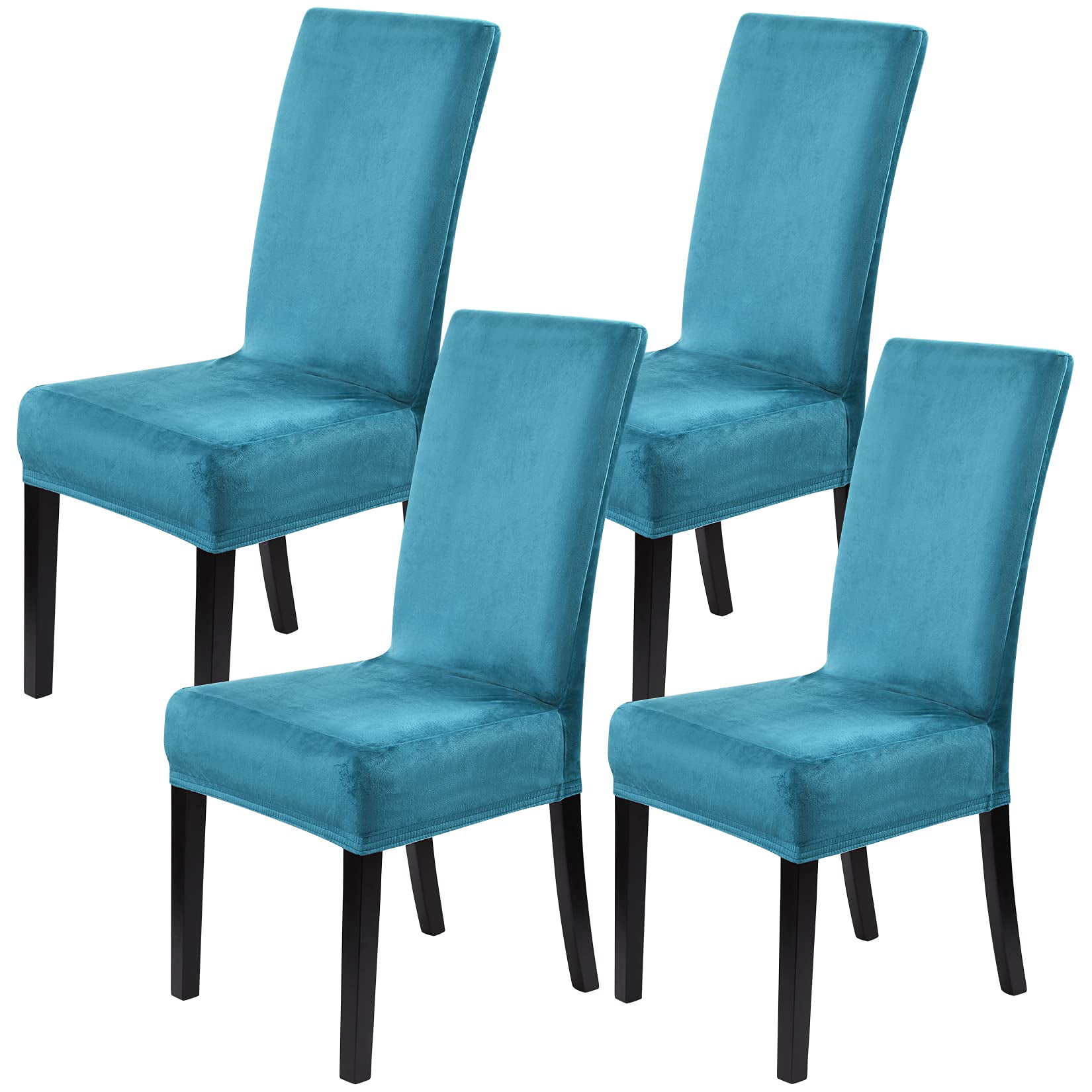 Kitsin Velvet Dining Chair Covers Set of 4, Soft Stretch Velvet Chair