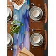 thumbnail image 2 of Purple Blue Table Runner Cotton Linen 72 Inch Holiday Dresser Scarves, Modern Pink Gold Marble Textured Tablerunner for Kitchen Coffee Dining Bedroom Home Living Room Dinner Scarf Décor 13''x72'', 2 of 9