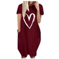 thumbnail image 2 of Robes pour Femmes 2024 Été Ample Décontractée Imprimé Amour Robe Manches Courtes Col en V Robe 50 % de Réduction!, 2 of 5