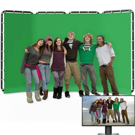 Image of SULIVES 7.87 x 13.12ft Green Screen Backdrop with Stand Large Green Collapsible Backdrop with Heavy Duty Backdrop Stand