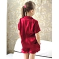 thumbnail image 5 of Arshiner Girls Pajamas Silk Satin Pajama Set 2 Piece Button Down Pjs Ruffle Sleepwear, 5 of 6
