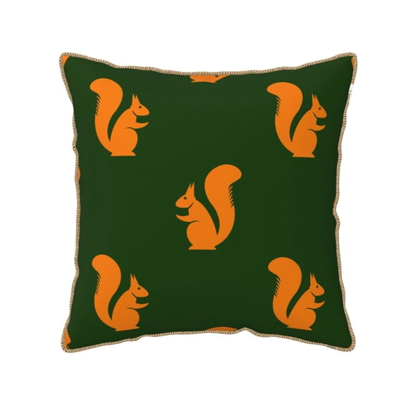 Xecao Bold Squirrel Silhouettes Print Soft Velvet Decorative Throw Pillow Covers, Square Cushion Cases for Bed, Sofa, Living Room, Car, and Indoor Outdoor Use-16"x16"