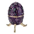 thumbnail image 1 of Joyero Esmalte Púrpura Zhivalor Flor Tallada Diamante Huevo En Forma de Colección de Joyas, 1 of 8