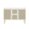 thumbnail image 4 of Pemberly Row 48" Wood & Rattan Bathroom Vanity Cabinet in White, 4 of 11