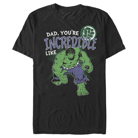 Men's Marvel Dad You're Incredible Like the Hulk  Graphic Tee Black 3X Large