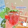 thumbnail image 4 of Strawberry Shaped Water Bottle with Built In Straw – Cute Plastic Travel Cup for and Students, Portable Summer Beach and Vacation Tumbler, 4 of 8
