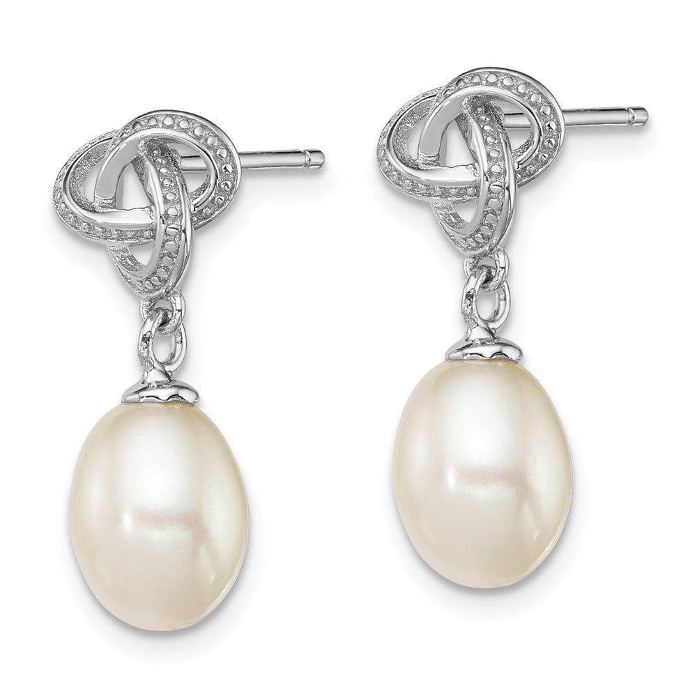 Details about   925 Sterling Silver Rhodium plated FW Cultured Pearl Earrings 