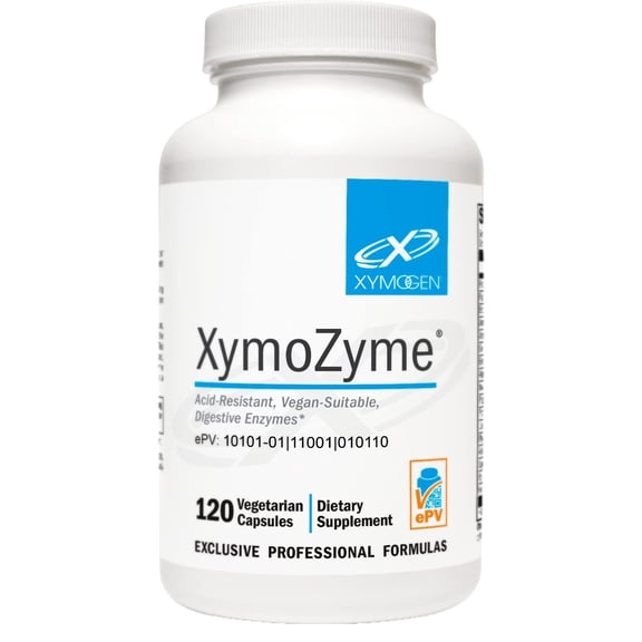 XYMOGEN XymoZyme - Vegan Digestive Enzyme Supplement for Digestive Health Support* - Plant-Based Multi-Enzyme Formula - Gluten-Free & Dairy-Free - 120 Capsules