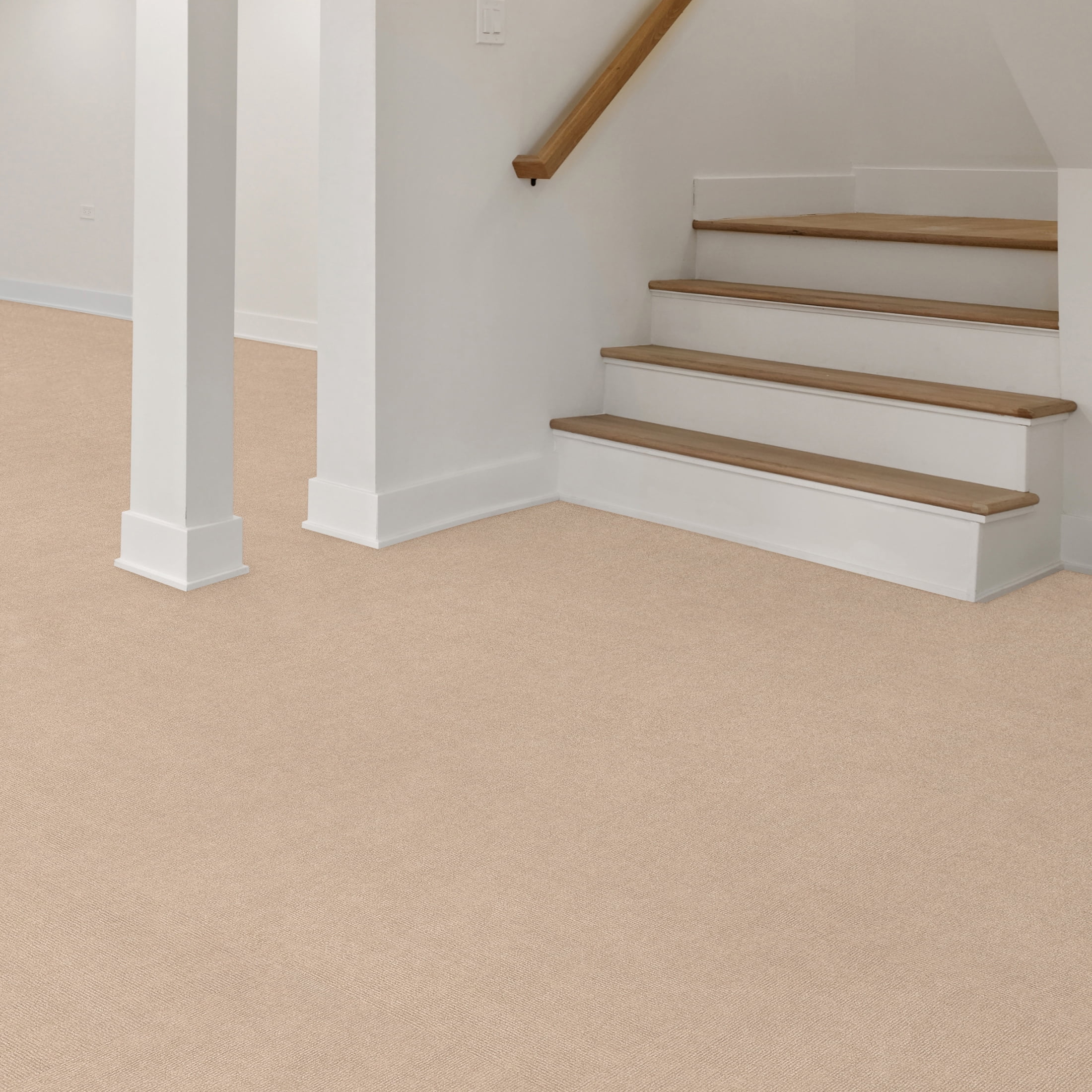 Asheville Rib Beige Residential 18 in. x 18 in. Peel and Stick Carpet Tile Square 27 sq. ft. 12 Tiles Per Box