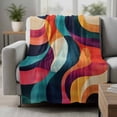 thumbnail image 2 of Vintage Geometric Blanket Soft Cozy Warm Throw Blanket for Couch, Plush Fuzzy Flannel Fleece Blankets for Sofa, Colorful Contemporary Minimalist Bed Blankets Lightweight Gifts for Women, 40"x50", 2 of 9