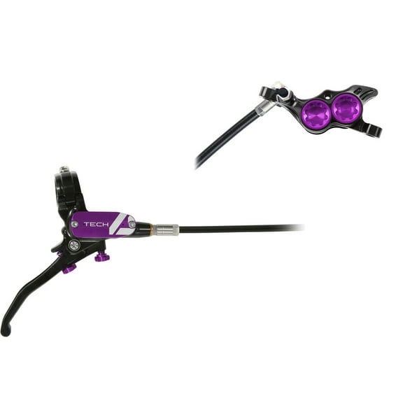 Hope Tech 4 E4 Disc Brake and Lever Set - Rear, Hydraulic, Post Mount, Purple