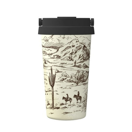 

Adobk Wild West Desert With Cowboys Print Stainless Steel Coffee Mug -Vacuum Insulated Coffee Tumbler - Leakproof Travel Mugs Insulated for Hot & Cold Drinks