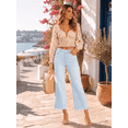 thumbnail image 3 of DOKOTOO Women's High Waisted Jeans Stretchy Comfort Fit Flared & Straight Leg Trendy Raw Hem Loose Fit 90s Retro (Plus Size Available), 3 of 8