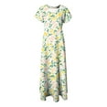 thumbnail image 7 of vigerkar Womens 2025 Summer Casual V Neck Boho Maxi Dress Flowy Aline Short Sleeve Tiered Floral Dresses Yellow, S, 7 of 7