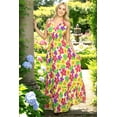 thumbnail image 4 of HAPPY BAY Women's Summer Boho Beach A-Line Maxi Smocked Evening Frill Dress Long Tube Dresses for Women S-M Pink, Floral, 4 of 4