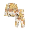 thumbnail image 2 of Bingfone Womens Pajama Sets Groovy Floral Print,Long Sleeve Loungewear Pajamas Set-Small, 2 of 9