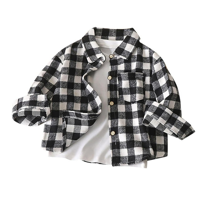 Manteaux pour Filles Tout-Petits Bébés Enfants Hiver Garçons Filles à Carreaux Imprimé Manches Longues Col à Revers Manteau Veste