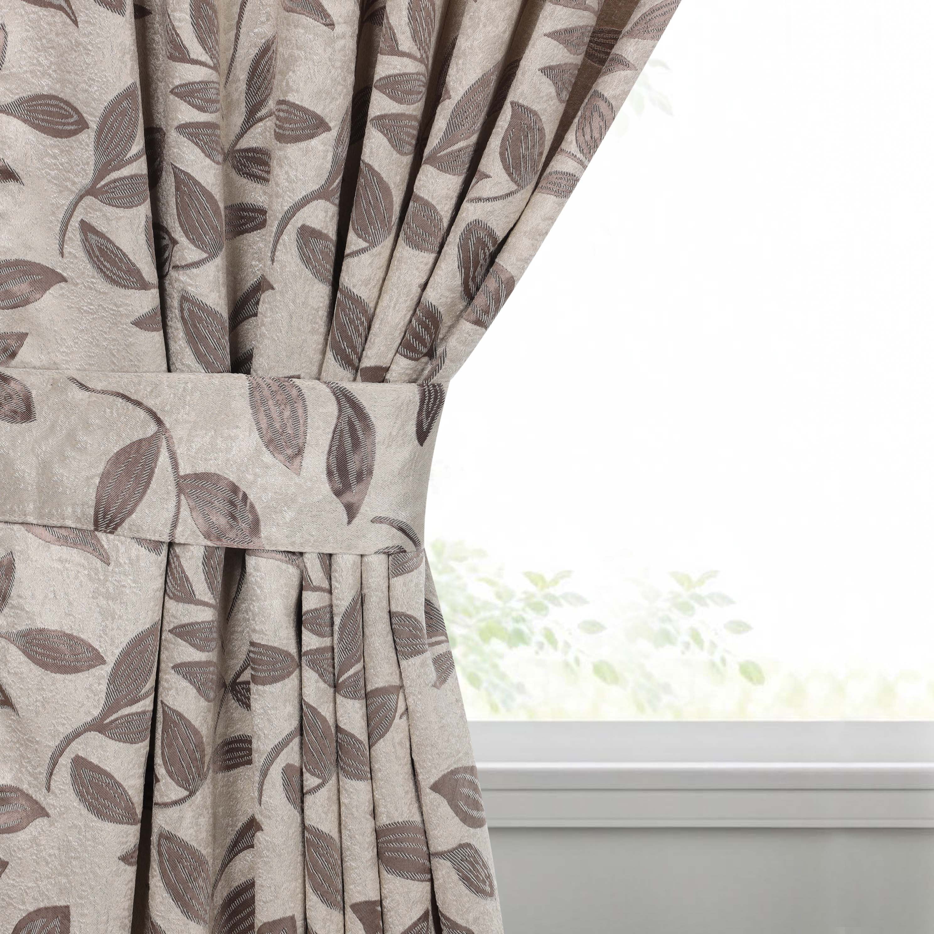 Superior Blackout Leaves Curtains Set of 2, Light Filtering Grommet Curtain Panel Set, Espresso, 46"W x 63"L
