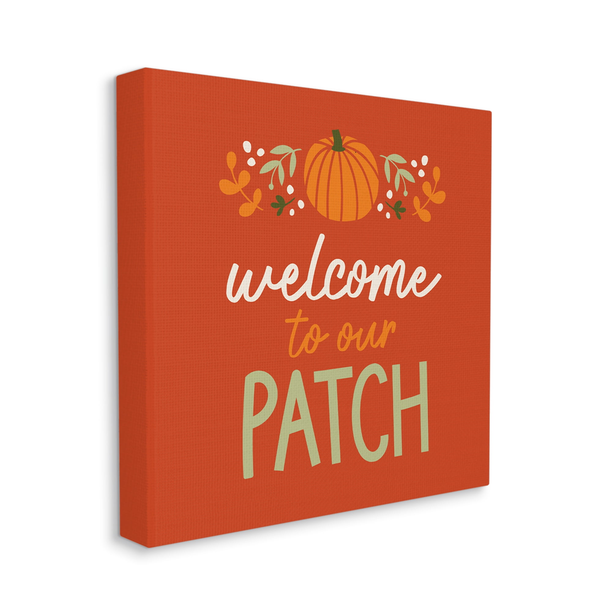 Stupell Industries Welcome Pumpkin Patch Phrase Holiday Painting Gallery Wrapped Canvas Print Wall Art, 30 x 30
