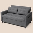 thumbnail image 5 of 53.2" 3-in-1 Convertible Futon Sofa Bed–Pull-Out Loveseat Sleeper with Adjustable Backrest, Side Organizer Pocket, Linen Fabric for Living Room – Dark Grey, 5 of 13