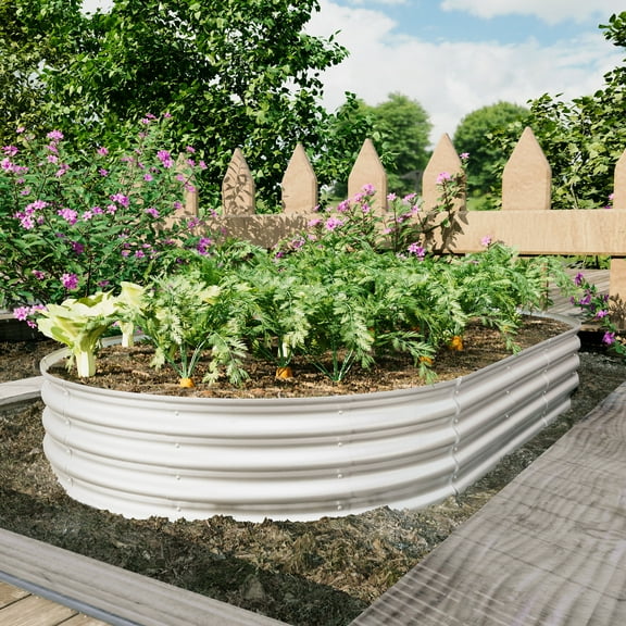 BARONAGE 8 x 4 x 1ft Raised Garden Bed Kit, Galvanized Planter Raised Garden Beds, Heavy Duty, 2 pcs Silver