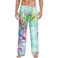 thumbnail image 2 of Lsque Dragonfly Floral Print Men's Pajama Pants, Lounge Pant - Comfortable Home Wear,Elastic Waistband, Stylish Design-Medium, 2 of 9
