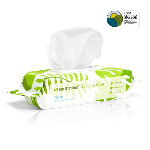 Earth Rated Dog Wipes,100 Plantbased and Compostable Wipes