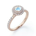 thumbnail image 4 of JeenMata 1 Carat Round Shaped Blue Moonstone and Moissanite - Pave Set - Dual Halo Cluster Engagement Ring - 18K Rose Gold Plating over Silver, 4 of 6