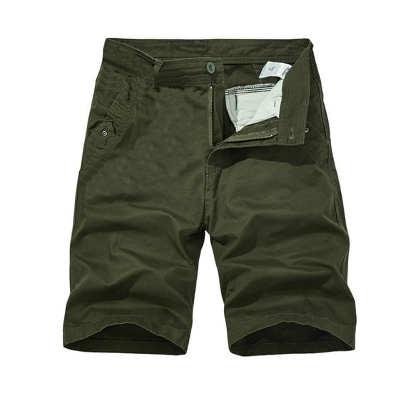 New Summer Arrivals YLSDY Cargo Hiking Shorts for Men Casual Button Zipper Elastic Waist Pants Lightweight Beach Shorts with Multi-Pocket Army Green L