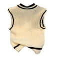 thumbnail image 6 of Women's Casual V-Neck Pullover Shirt Collision Color Sleeveless Sweater Vest for Fall Winter Preppy Looks,Beige,L, 6 of 6