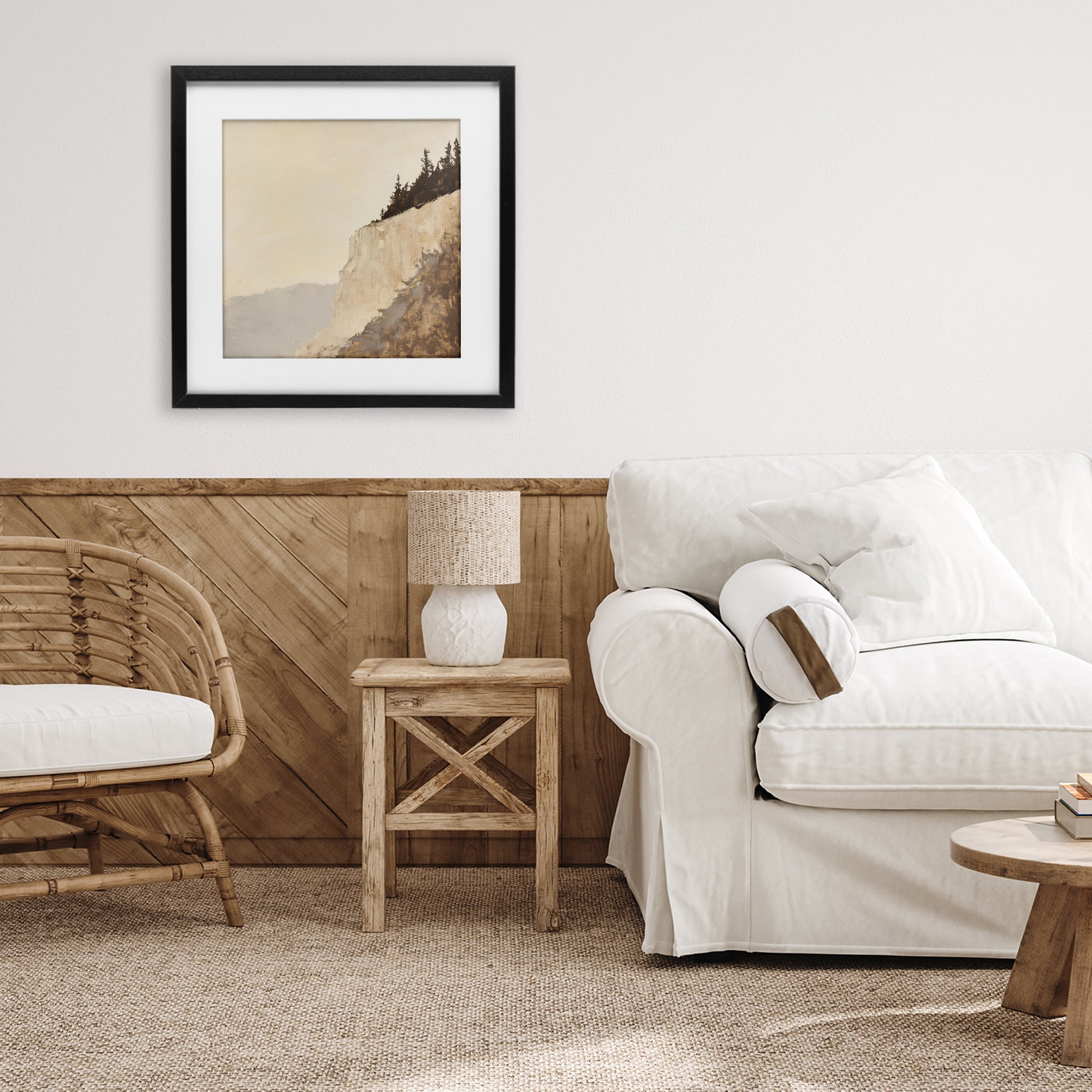 Stupell Industries Serene Cliffside Vista Black Framed Print Under Glass, design by Petal Prints Design