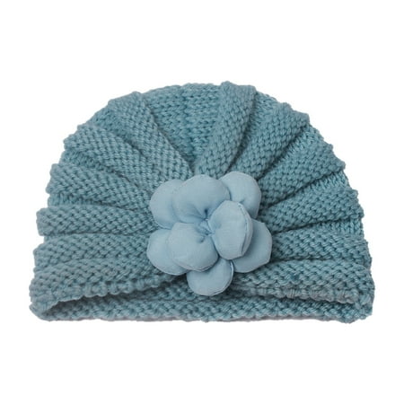 

Toddler Baby Boys Girls Knitted Cap Beaniess Flower Knotted Elastics Turban Hat