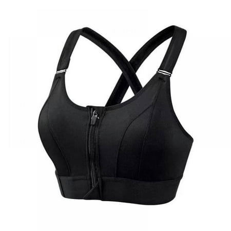 

Baywell Zip Front Sports Bra 2 Pack Molded Cup High Impact Adjustable Straps Wireless Running Workout Bra Post Surgery Surgical Black US XS-4XL