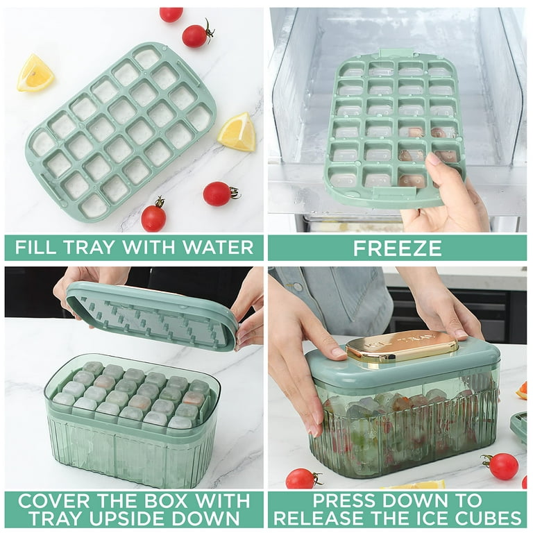 Silicone Ice Cube Tray With Lid (Random Color), 실리콘 아이스 큐브 트레이 24구 (랜덤색상배송)