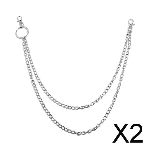 Anillo de Metal Hip Hop Pantalón Jeans Cadena Escenario Mostrar Cadena Joyas para Jóvenes B 2 piezas