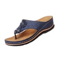 thumbnail image 4 of Orthopedic Sandals with Arch Support Flip Flops for Women Wedge Sandals Comfortable Walking Sandals Cushion Footbed Platform Sandals Dressy Summer Slip on Sandals Thong Sandals Casual Blue, 4 of 4